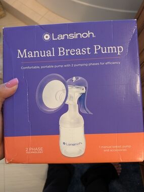 Lansinoh Manual Breast Pump in Purple and White